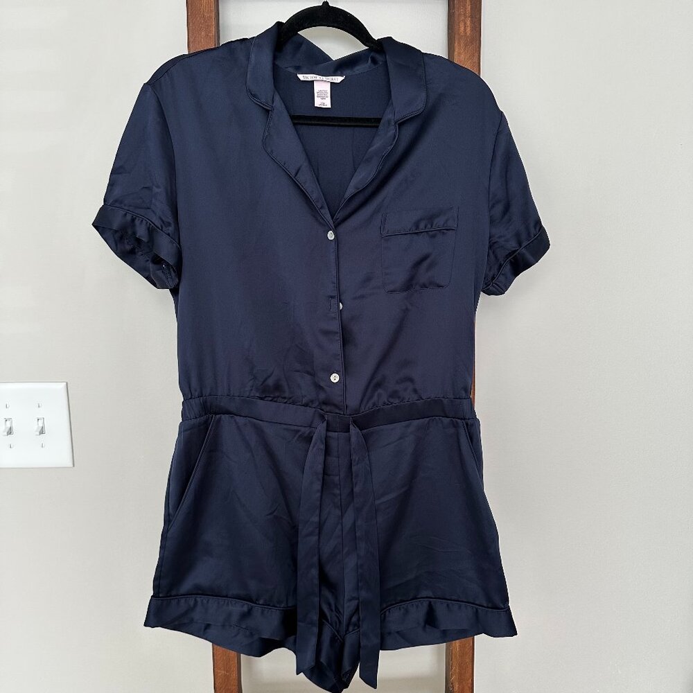 Victoria's Secret Button Front Romper | Navy